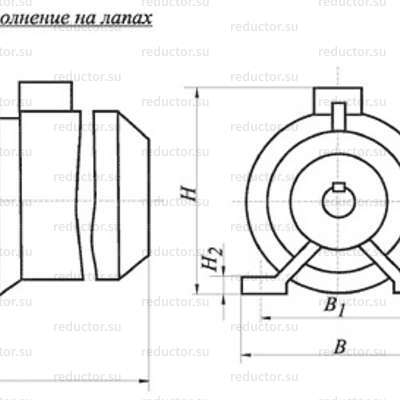 Мотор-редуктор 2МВз-63 — Габаритные и присоединительные размеры